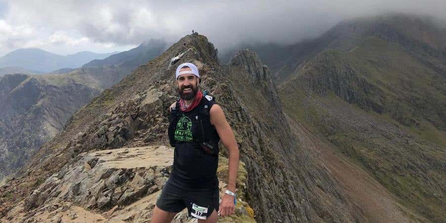 Peter Mortimer on a trail run above treeline. 