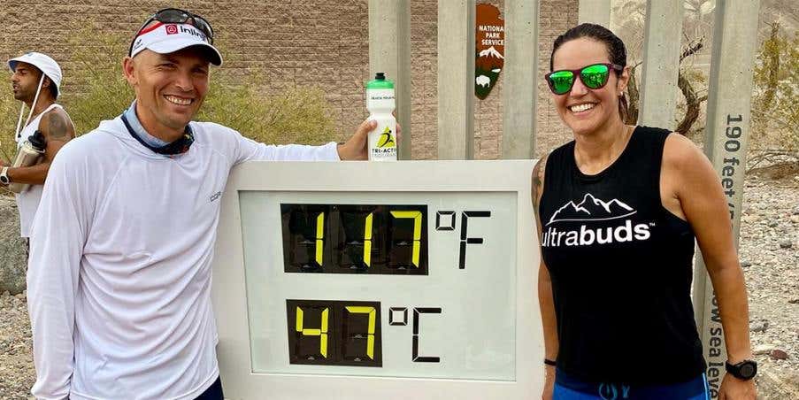 Team Injinji athlete Jonathan Gunderson and Team Injinji Manager Isabella Janovick posing together