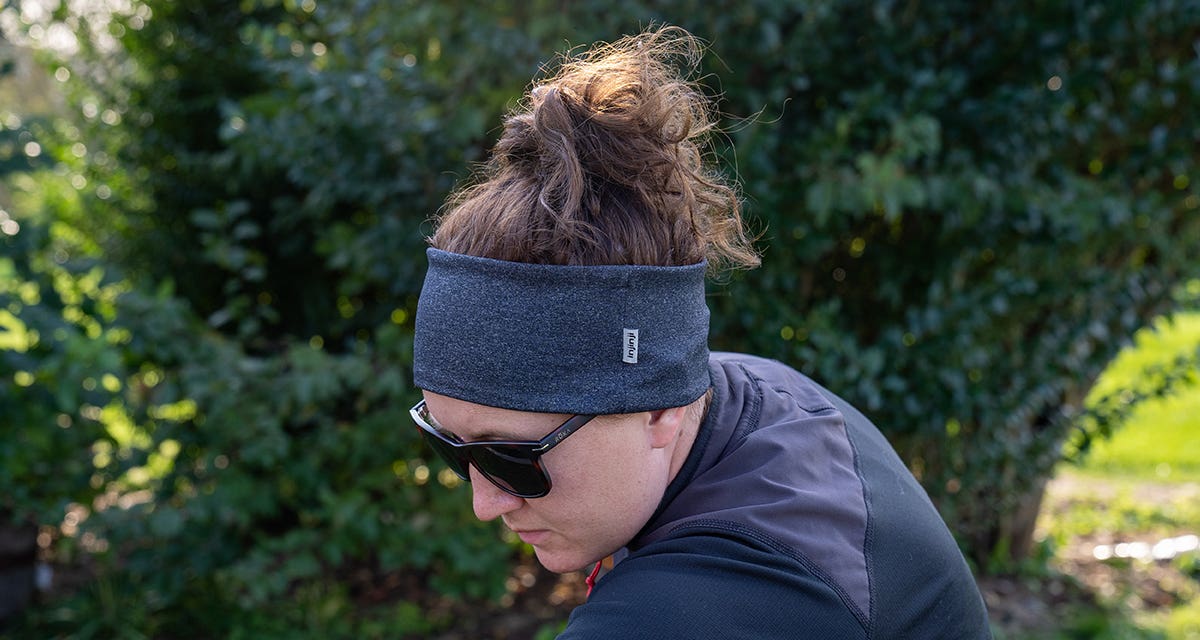 Person Wearing the Injinji Lightweight Headband Outside