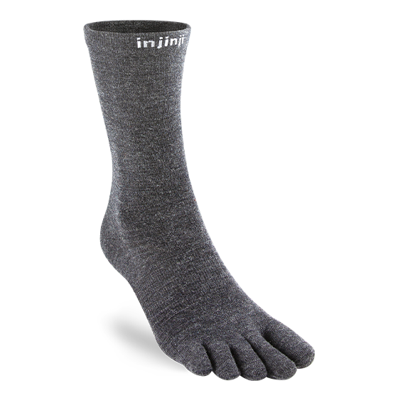 Injinji Five Finger Liner Crew Toe Socks Grey 