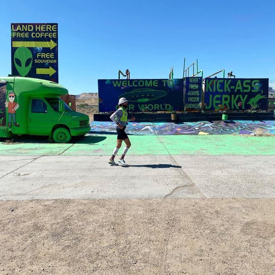 Mike Wardian running through the infamous Area 51 in Nevada. Mike Wardian running through the infamous Area 51 in Nevada.