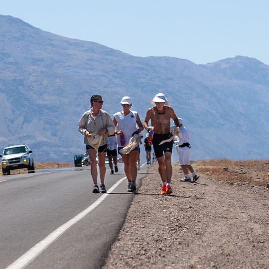 A crew pacing the racer at Badwater 135. A crew pacing the racer at Badwater 135.