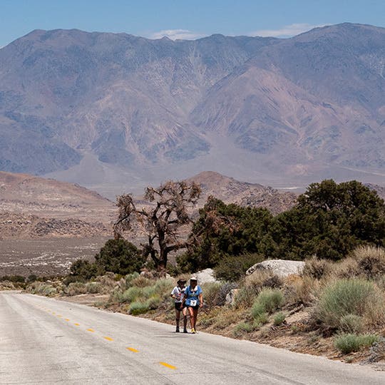 A crew pacing the racer at Badwater 135. A crew pacing the racer at Badwater 135.
