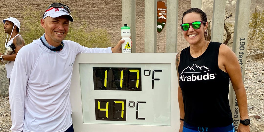Team Injinji athlete Jonathan Gunderson and Team Injinji Manager Isabella Janovick posing together Team Injinji athlete Jonathan Gunderson and Team Injinji Manager Isabella Janovick posing together