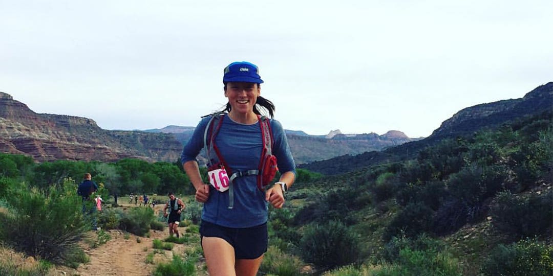 Jade Belzberg running and smiling at the camera