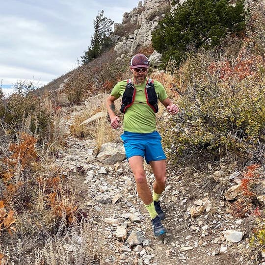 Jeff Browning running down the Sandia Crest in New Mexico. 