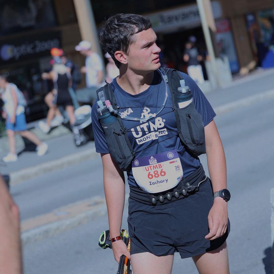 Team Injinji athlete Zachary Bates at Ultra Trail du Mont Blanc race.