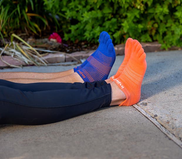 Underfoot shot of Injinji toesocks