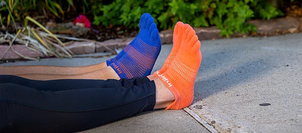 Underfoot shot of Injinji toesocks
