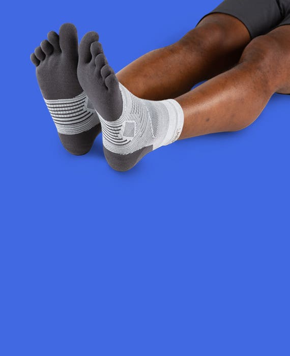 Injinji Run Lightweight Mini-Crew Socks Without Shoes.