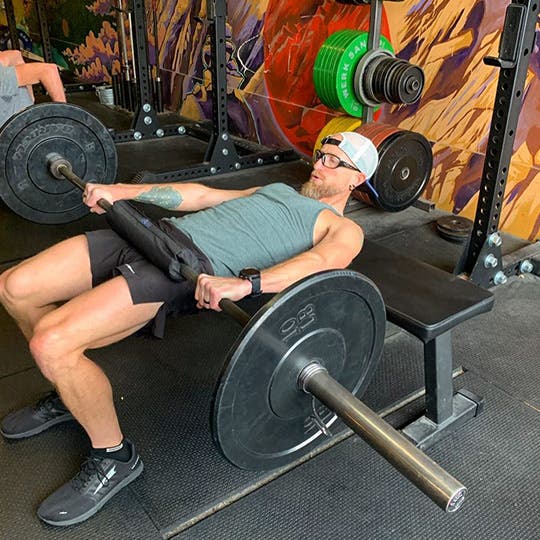 Jeff Browning lifting weights in the gym