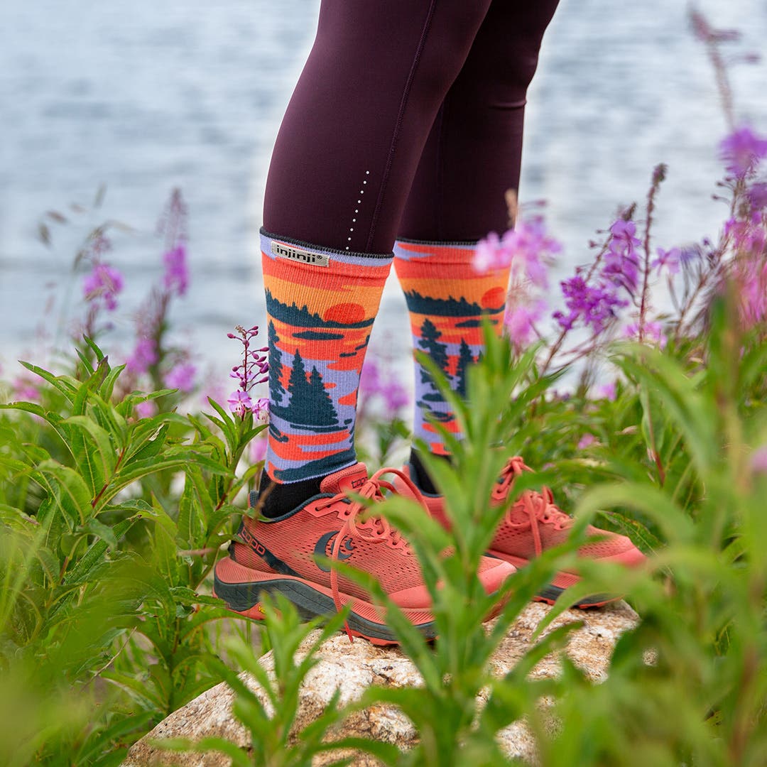 Injinji Artist Designed Women's Crew socks in Ridgeline.