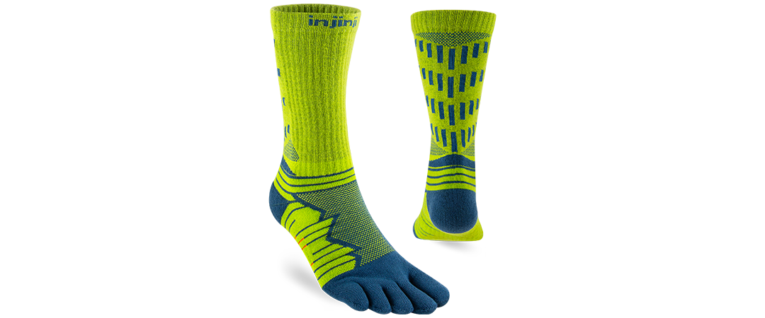 Injinji Ultra Run Crew performance toesock in an online exclusive color called Moss.