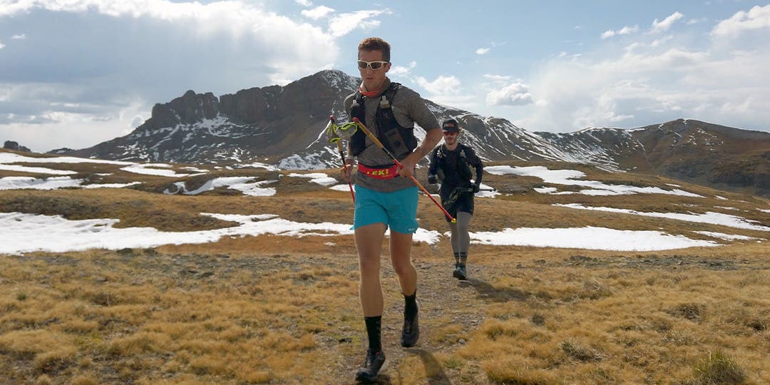 Mike McKnight running on the Colorado Trail with another athlete